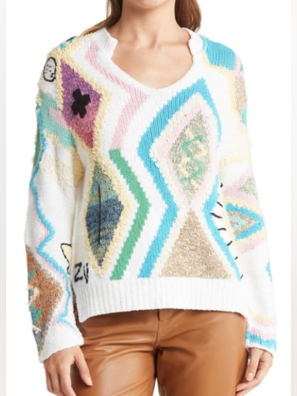 Zadig + Voltaire - SONNY KILIM CARPET INTARSIA PULLOVER IN MULTICOLOR size Small